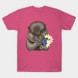 Otter with flowers. Otter lover T-Shirt